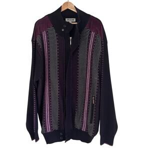 Stacy Adams Full-Zip Sweater Jacket Men’s Size3X Black Purple